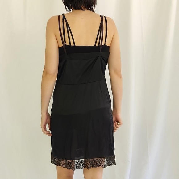 70s/80s Black Nylon Slip‎ Dress - Picture 3 of 3